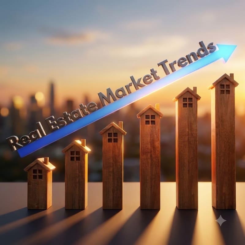 Illustration of rising real estate market trends